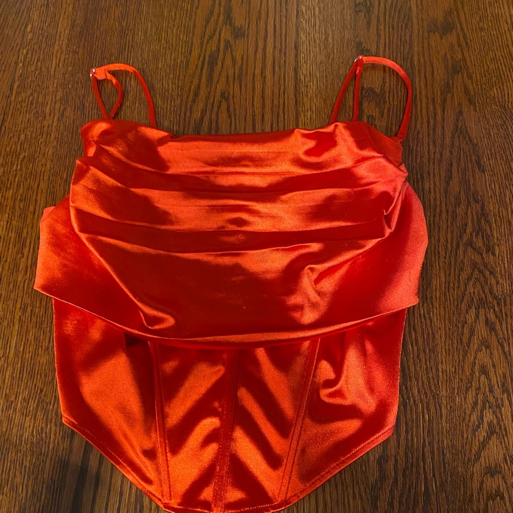 Elegant Red Satin Women's Corset Top